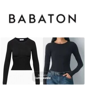 ‼️WOW‼️🖤Aritzia BABATON refinery sculpt knit sweater Long Sleeve black Top NWT!
